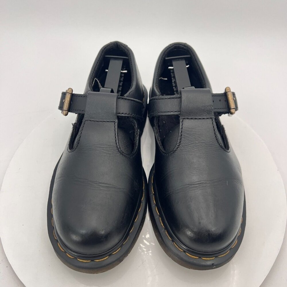 Dr. Martens Polley Women Size 6 Black Leather T-Bar Strap Buckle Mary Jane Shoes